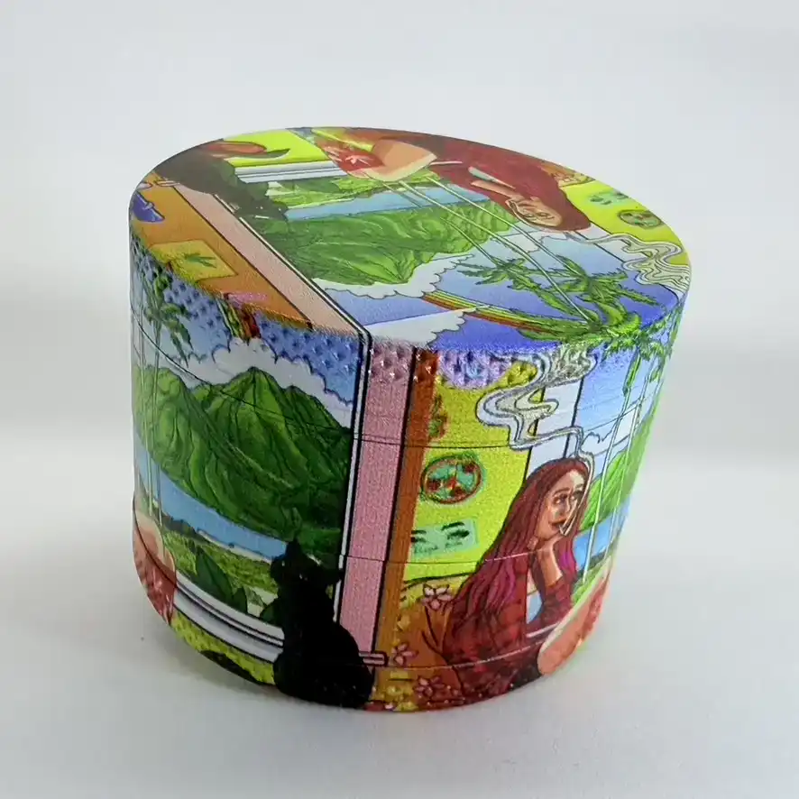 Grinder Honeypuff Metálico “Atardecer en la Ventana” – Mediano (4 Piezas)